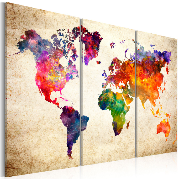 Canvas Art Print The World's Map in Watercolor 93736 additionalImage 2