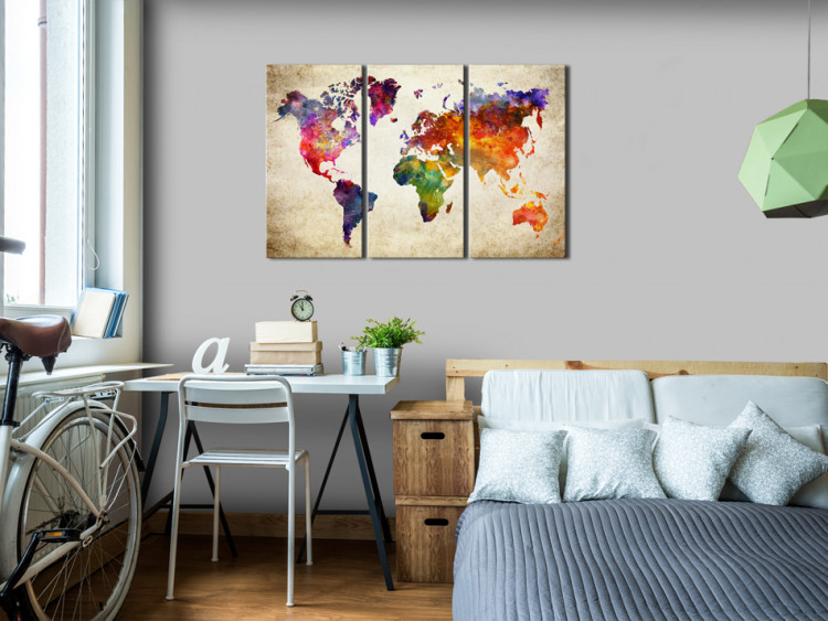 Canvas Art Print The World's Map in Watercolor 93736 additionalImage 3