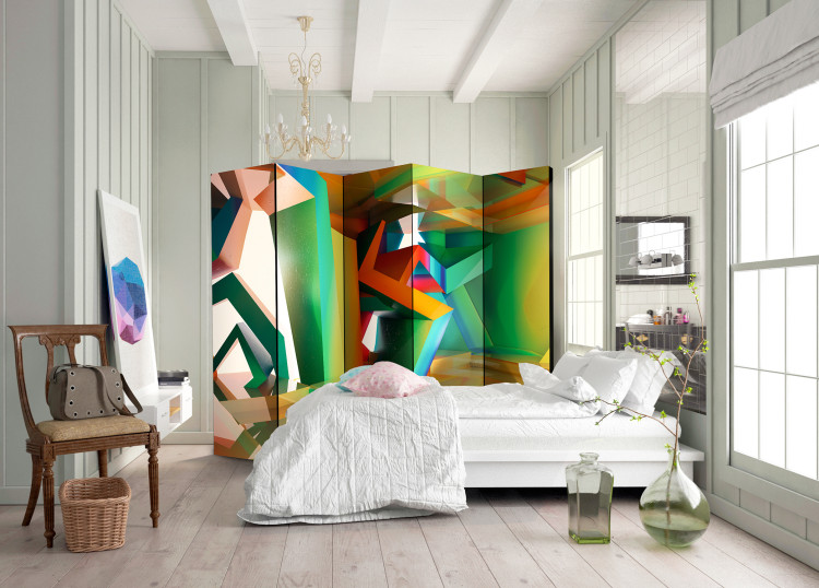 Folding Screen Colorful Space II - abstract and colorful geometric figures 95636 additionalImage 2
