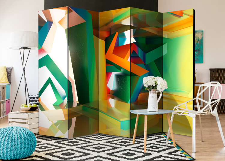 Folding Screen Colorful Space II - abstract and colorful geometric figures 95636 additionalImage 4