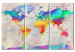 Canvas Art Print Continents in Color Palette (3-part) - Rainbow-Colored World Map 96136