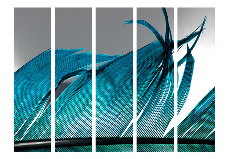 Room Separator Turquoise Feather II - romantic blue feather on gradient background 97436 additionalImage 3