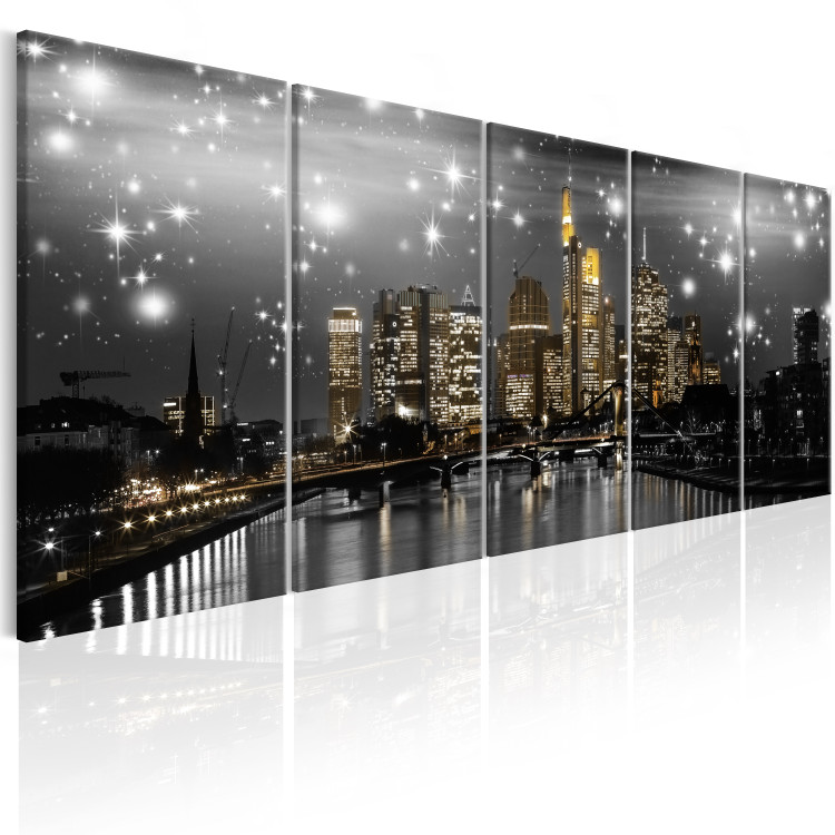 Canvas Print Frankfurt: Starlight (5-piece) - Cityscape over Water 98536 additionalImage 2