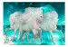 Wall Mural White unicorns - magic motif in turquoise shades with sparkle 107246 additionalThumb 1