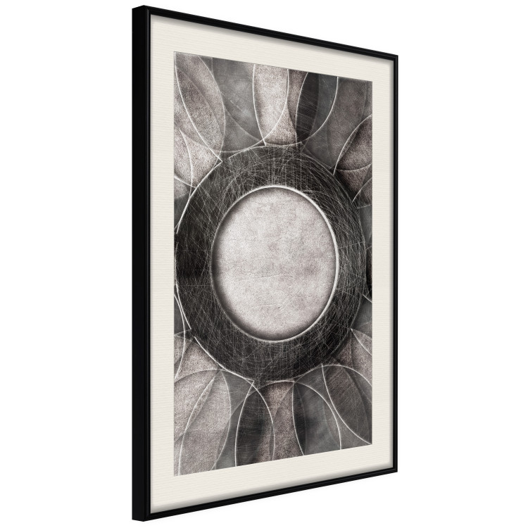 Poster Scratched Metal - black and white abstract geometric composition 116546 additionalImage 3