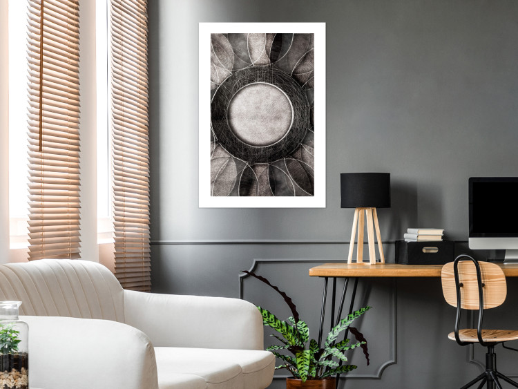 Poster Scratched Metal - black and white abstract geometric composition 116546 additionalImage 4