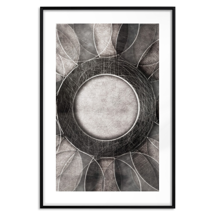 Poster Scratched Metal - black and white abstract geometric composition 116546 additionalImage 15