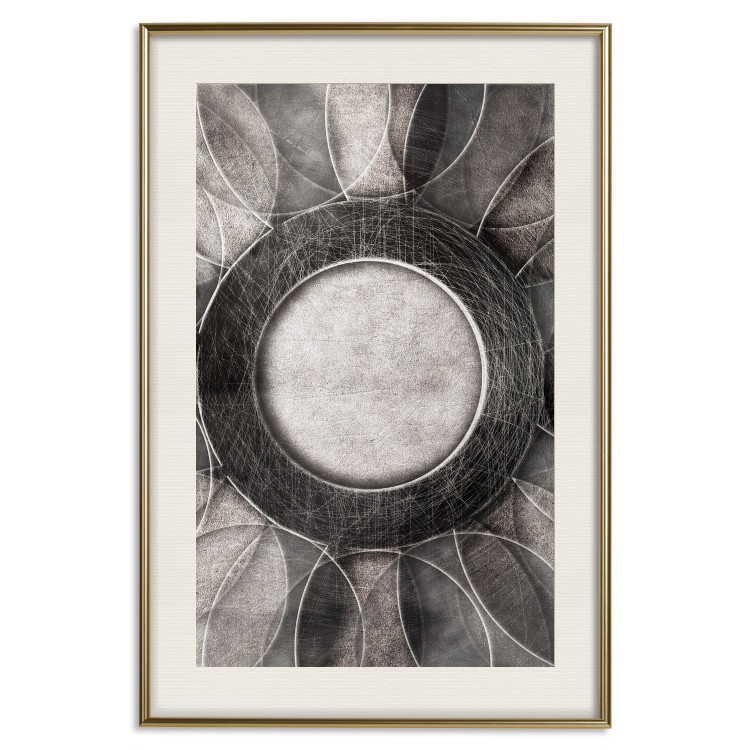 Poster Scratched Metal - black and white abstract geometric composition 116546 additionalImage 20