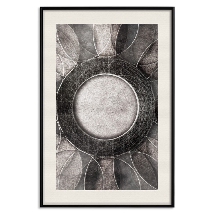 Poster Scratched Metal - black and white abstract geometric composition 116546 additionalImage 19
