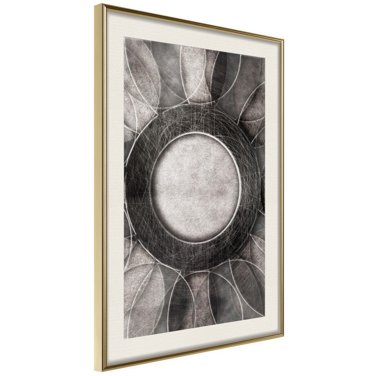 Poster Scratched Metal - black and white abstract geometric composition 116546 additionalImage 2