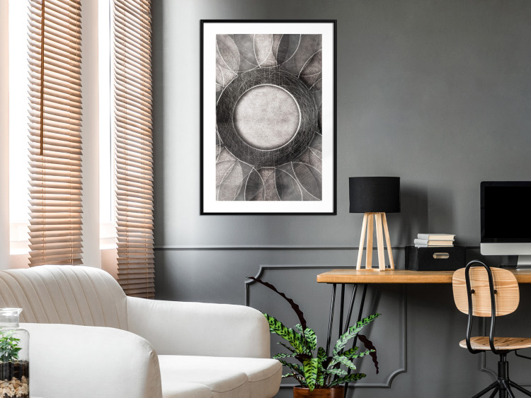 Poster Scratched Metal - black and white abstract geometric composition 116546 additionalImage 6