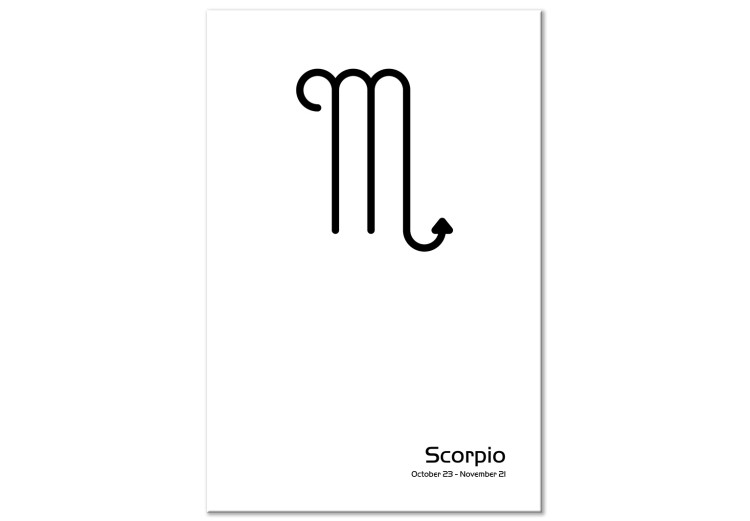 Canvas Art Print Scorpio zodiac sign - minimalistic graphics with an inscription 117046