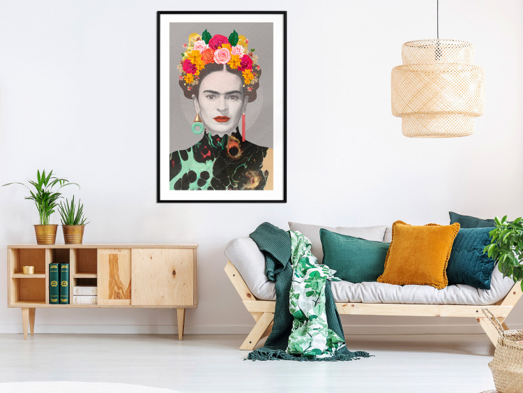 Wall Poster Majestic Frida - modern landscape of a woman with colorful flowers 118146 additionalImage 6
