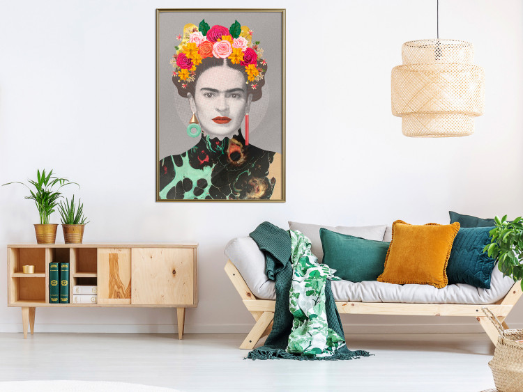 Wall Poster Majestic Frida - modern landscape of a woman with colorful flowers 118146 additionalImage 7