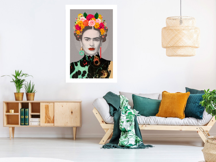 Wall Poster Majestic Frida - modern landscape of a woman with colorful flowers 118146 additionalImage 4