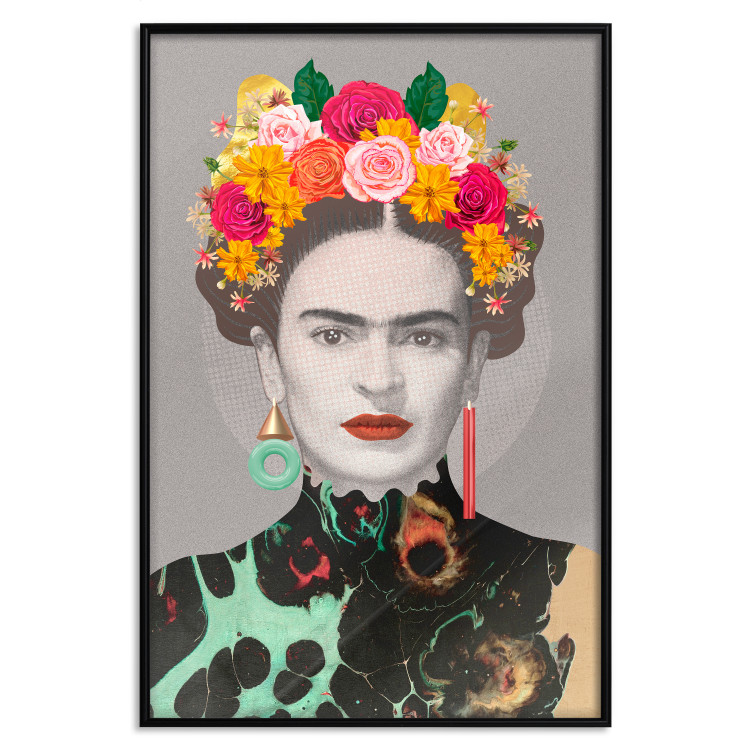 Wall Poster Majestic Frida - modern landscape of a woman with colorful flowers 118146 additionalImage 24