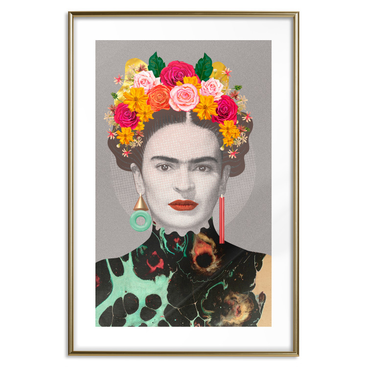 Wall Poster Majestic Frida - modern landscape of a woman with colorful flowers 118146 additionalImage 16