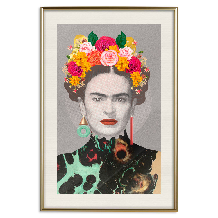 Wall Poster Majestic Frida - modern landscape of a woman with colorful flowers 118146 additionalImage 19