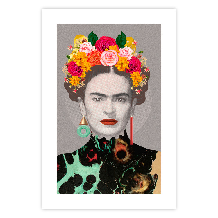 Wall Poster Majestic Frida - modern landscape of a woman with colorful flowers 118146 additionalImage 25