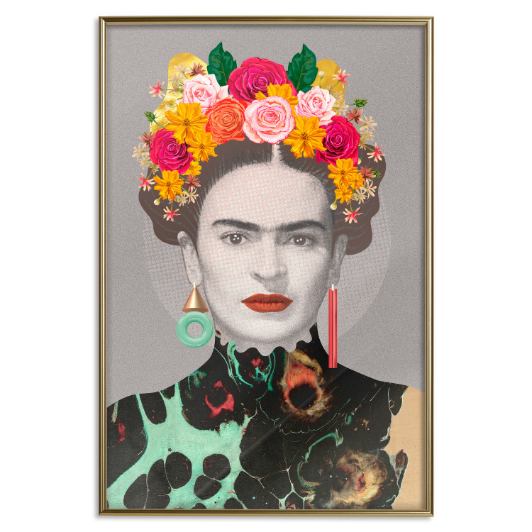 Wall Poster Majestic Frida - modern landscape of a woman with colorful flowers 118146 additionalImage 20