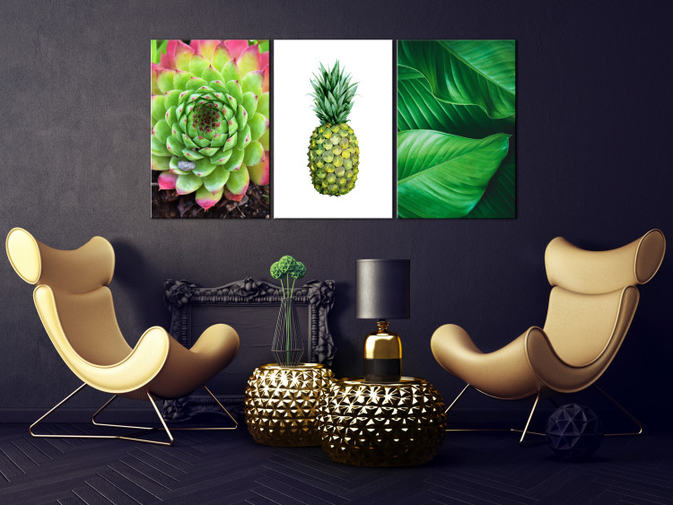 Canvas Print Tropical nature - triptych with green plants and pineapple fruit 118446 additionalImage 3