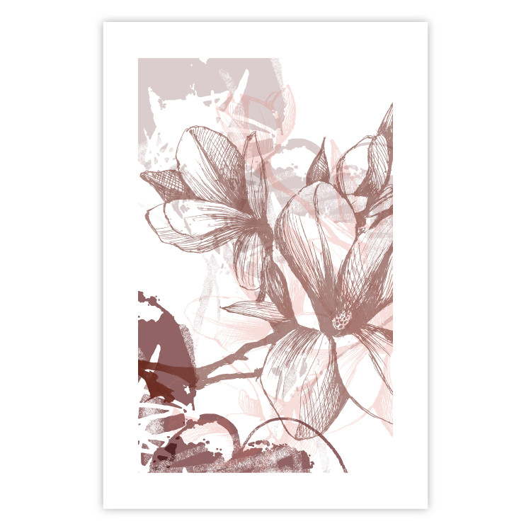 Wall Poster Magnolia World - botanical composition with flowers in brown tones 119046 additionalImage 25