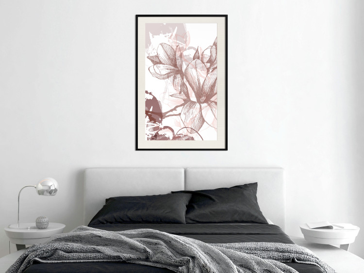 Wall Poster Magnolia World - botanical composition with flowers in brown tones 119046 additionalImage 22