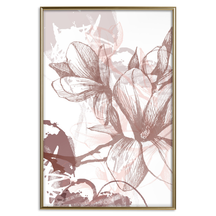Wall Poster Magnolia World - botanical composition with flowers in brown tones 119046 additionalImage 16
