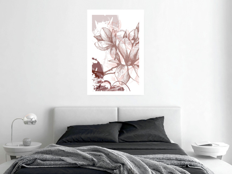 Wall Poster Magnolia World - botanical composition with flowers in brown tones 119046 additionalImage 2
