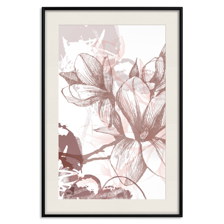 Wall Poster Magnolia World - botanical composition with flowers in brown tones 119046 additionalImage 18