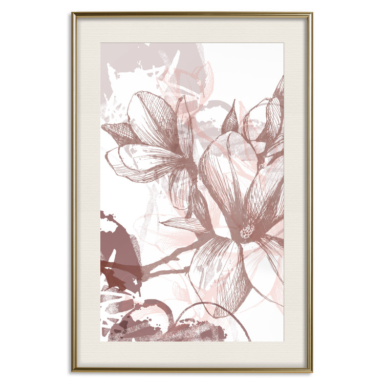 Wall Poster Magnolia World - botanical composition with flowers in brown tones 119046 additionalImage 19