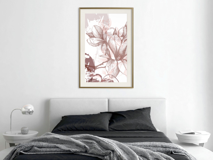 Wall Poster Magnolia World - botanical composition with flowers in brown tones 119046 additionalImage 21