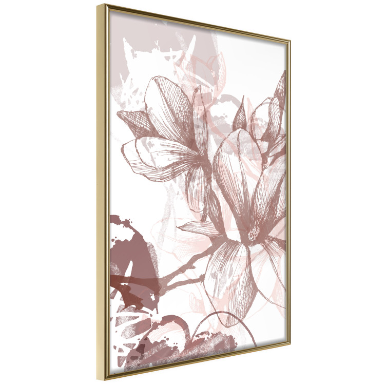 Wall Poster Magnolia World - botanical composition with flowers in brown tones 119046 additionalImage 12