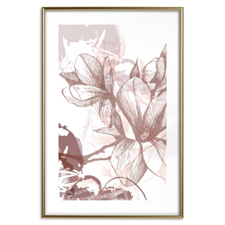 Wall Poster Magnolia World - botanical composition with flowers in brown tones 119046 additionalImage 16