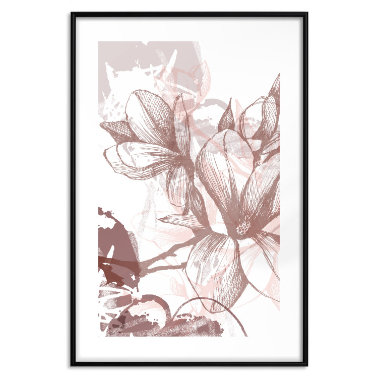 Wall Poster Magnolia World - botanical composition with flowers in brown tones 119046 additionalImage 15