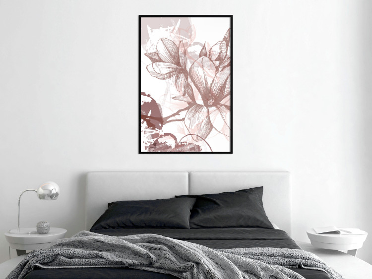 Wall Poster Magnolia World - botanical composition with flowers in brown tones 119046 additionalImage 3
