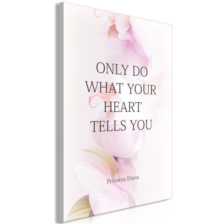 Canvas Art Print Listen to the heart - motivational quote in english on pink background 122846 additionalImage 2