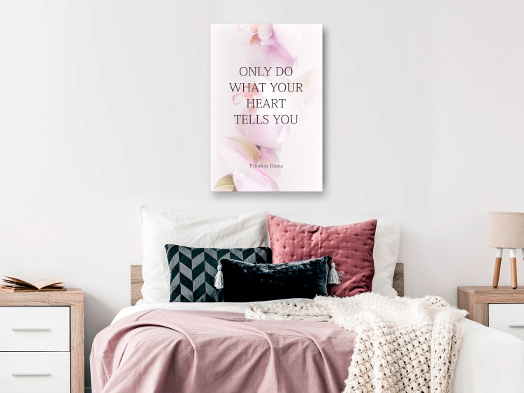 Canvas Art Print Listen to the heart - motivational quote in english on pink background 122846 additionalImage 3
