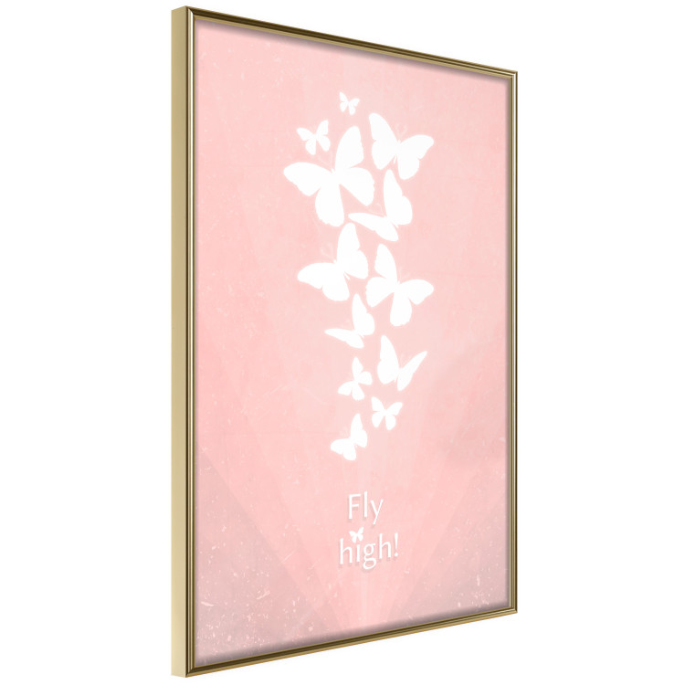 Poster Fly High! - English texts with white butterflies on a pink background 122946 additionalImage 14