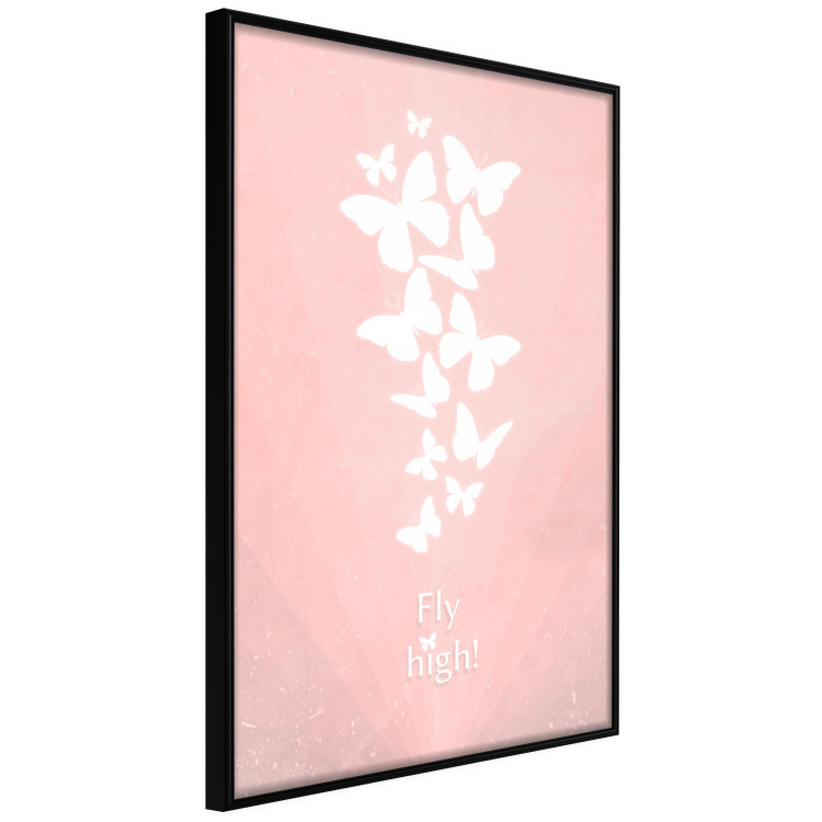 Poster Fly High! - English texts with white butterflies on a pink background 122946 additionalImage 12