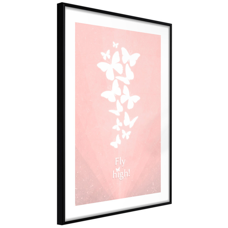 Poster Fly High! - English texts with white butterflies on a pink background 122946 additionalImage 13