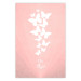 Poster Fly High! - English texts with white butterflies on a pink background 122946