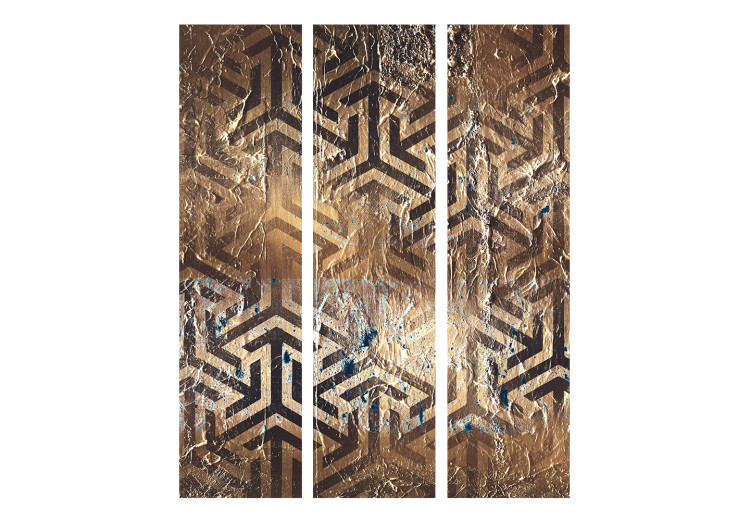 Room Separator Minotaur's Maze (3-piece) - geometric pattern in brown design 124046 additionalImage 3