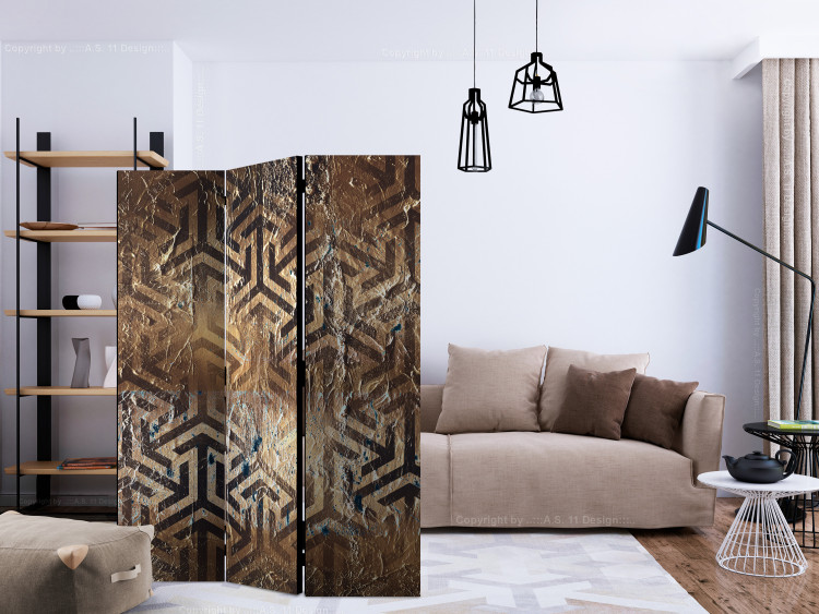 Room Separator Minotaur's Maze (3-piece) - geometric pattern in brown design 124046 additionalImage 4
