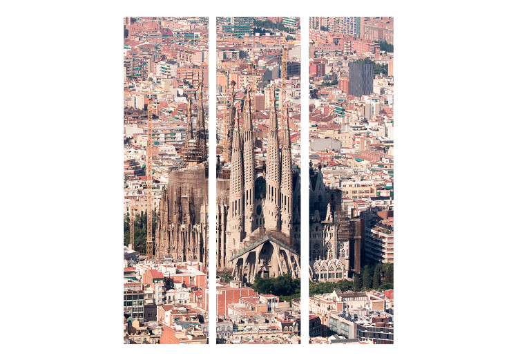 Room Divider Heart of Barcelona (3-piece) - Sagrada Familia against architectural backdrop 124146 additionalImage 3
