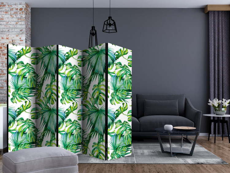 Room Divider Screen Jungle Leaves II (5-piece) - pattern of tropical green plants 124246 additionalImage 4
