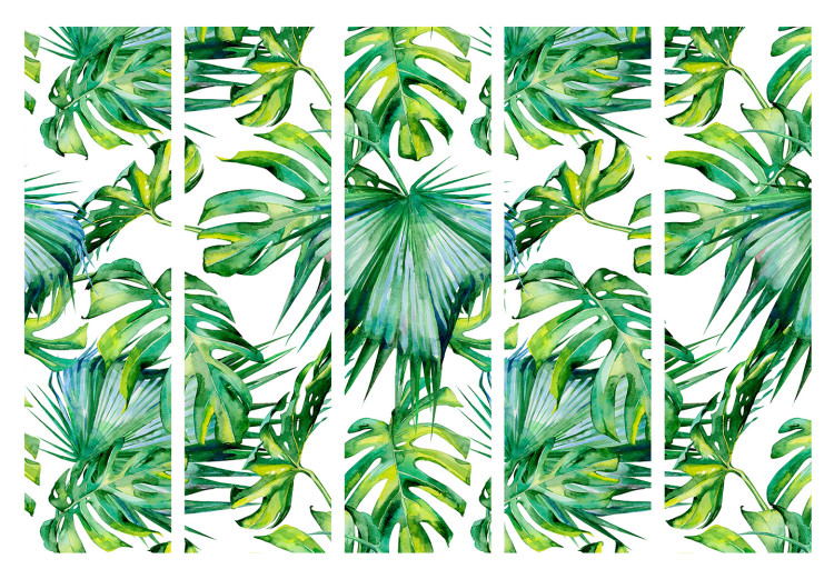 Room Divider Screen Jungle Leaves II (5-piece) - pattern of tropical green plants 124246 additionalImage 7