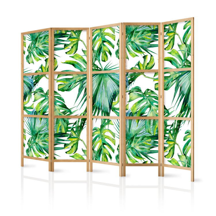 Room Divider Screen Jungle Leaves II (5-piece) - pattern of tropical green plants 124246 additionalImage 5