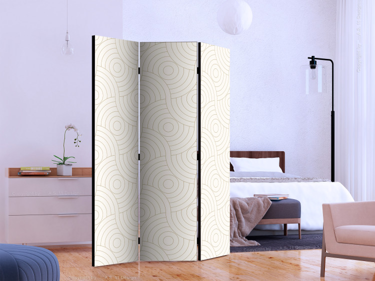 Room Divider Rollers (3-piece) - geometric shapes on a background in shades of beige 124346 additionalImage 2