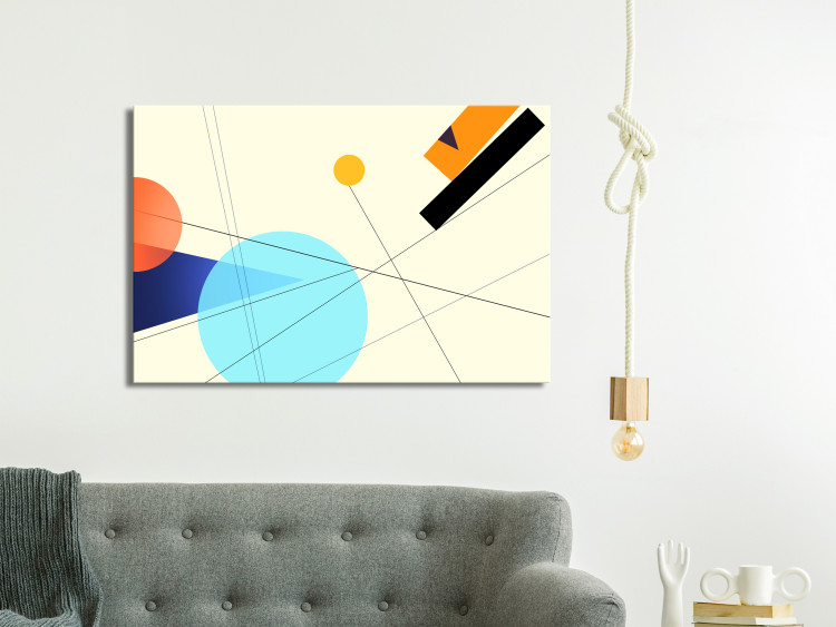 Canvas Art Print Colourful figures - circles, triangle, rectangles on yellow background 126546 additionalImage 3
